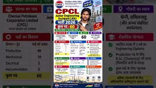 CPCL JEA Recruitment 2026 🔥 60 पद | CPCL JEA Vacancy 2026 | Diploma Jobs | Apply Online | Last Date