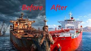 Abandoned Ship Restoration | Full ASMR Transformation of a Rusty Oil Tanker #shiprestoration #ship