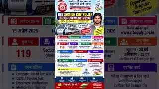 RRB Section Controller Exam Date 2026 OUT | RRB Section Controller Recruitment 2026 | Admit Card